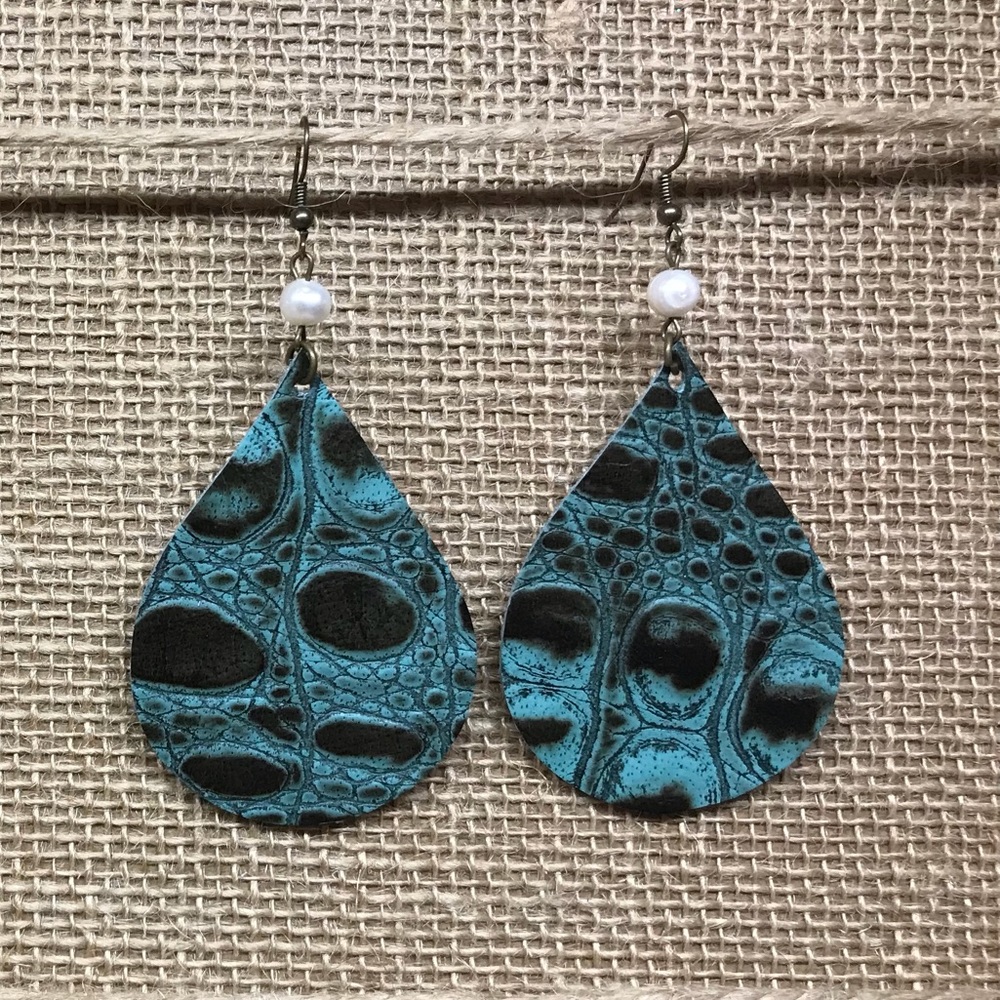 Large genuine leather earrings